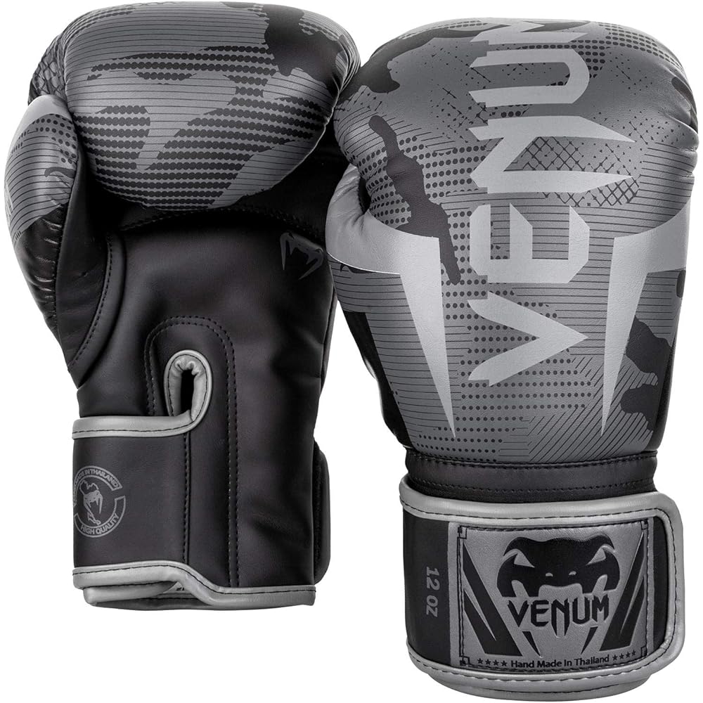 Venum Elite Boxing Gloves Black/Dark Camo 8oz