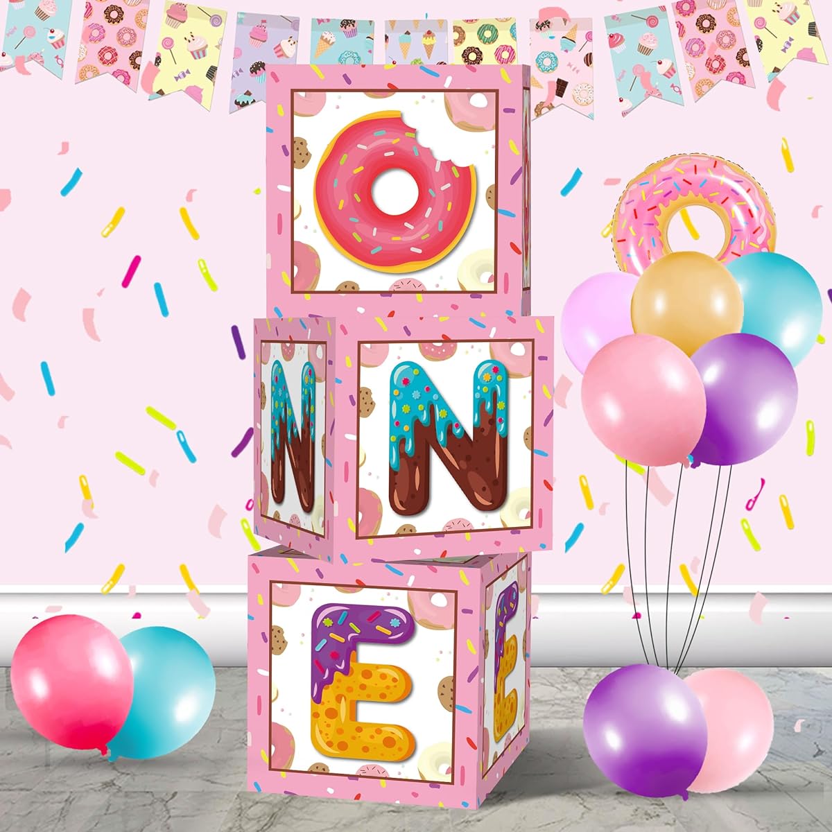 Sweet One Balloon Box 1st Birthday Party Supplies Sweet One Backdrop Birthday Balloon Block Decorations Girl's First Birthday Sweet One Party Decorations