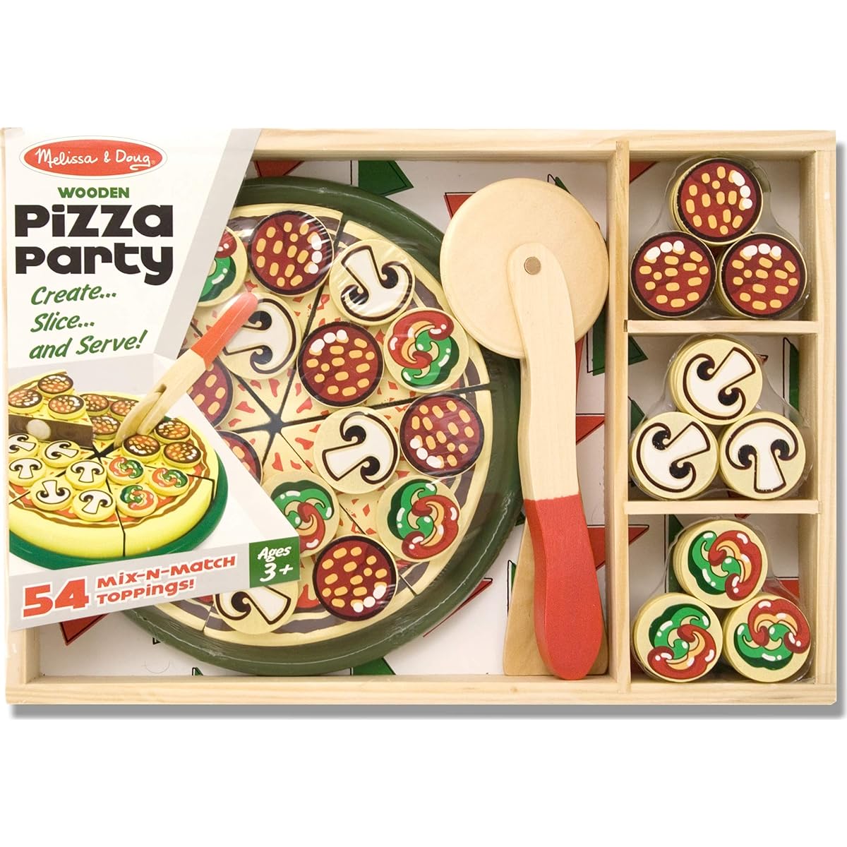 Melissa & Doug Pizza Party Wooden Playset & 1 Scratch Art Mini Pad (00167)
