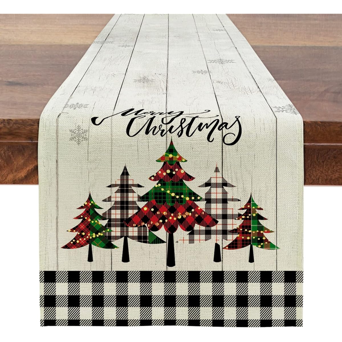TPHIHPT Christmas Tree Table Runner 72 Inch Length Buffalo Check Merry Christmas Table Runner Holiday Table Runner Coffee Table Dining Table Dresser Runner Christmas Decoration Indoor