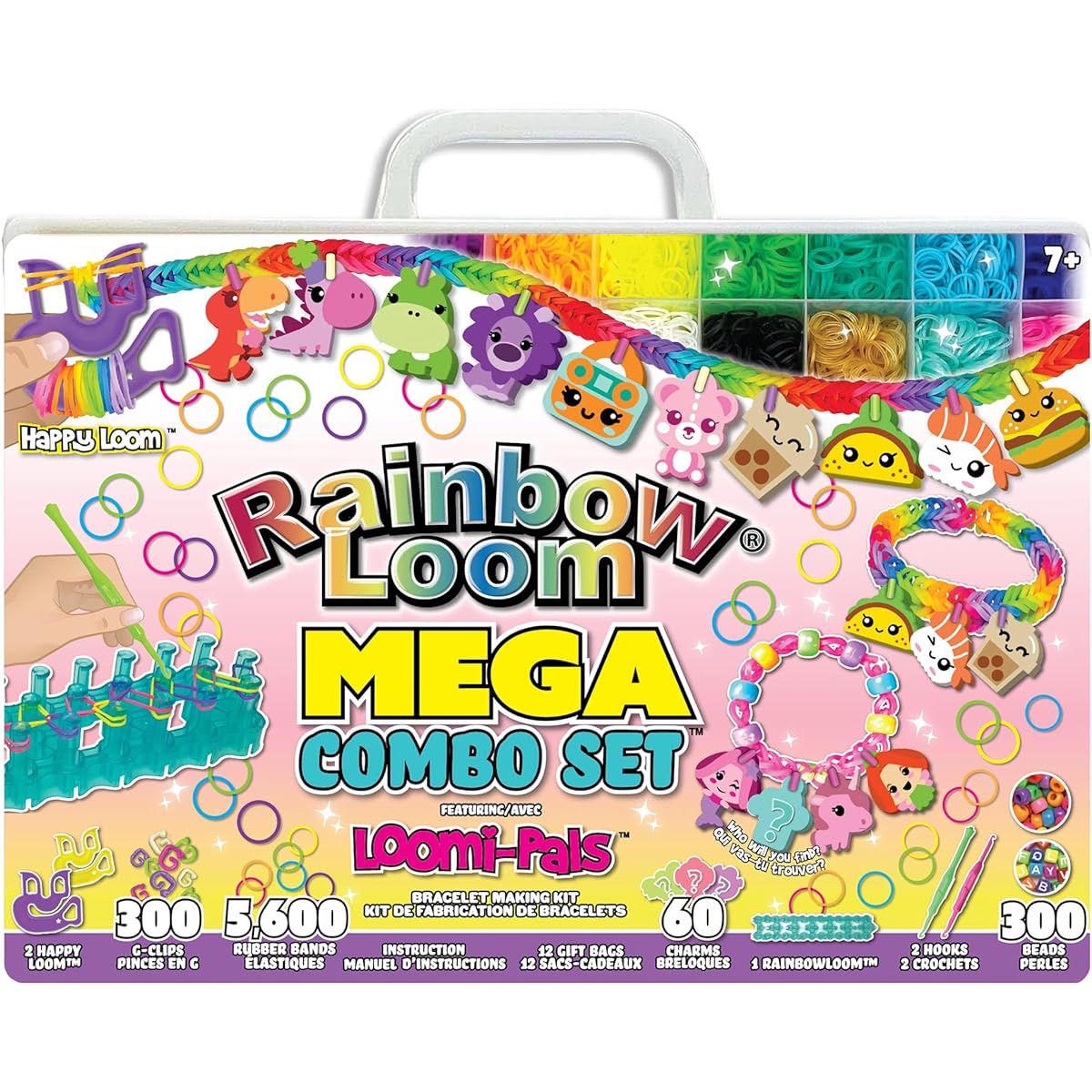 Rainbow Loom® Loomi-Pals™ Mega Set with 60 Cute LP Charms, New RL2.0, Happy Looms, Hooks, Alpha & Pony Beads, 5600 Colorful Bands All in a Carry Case 7+