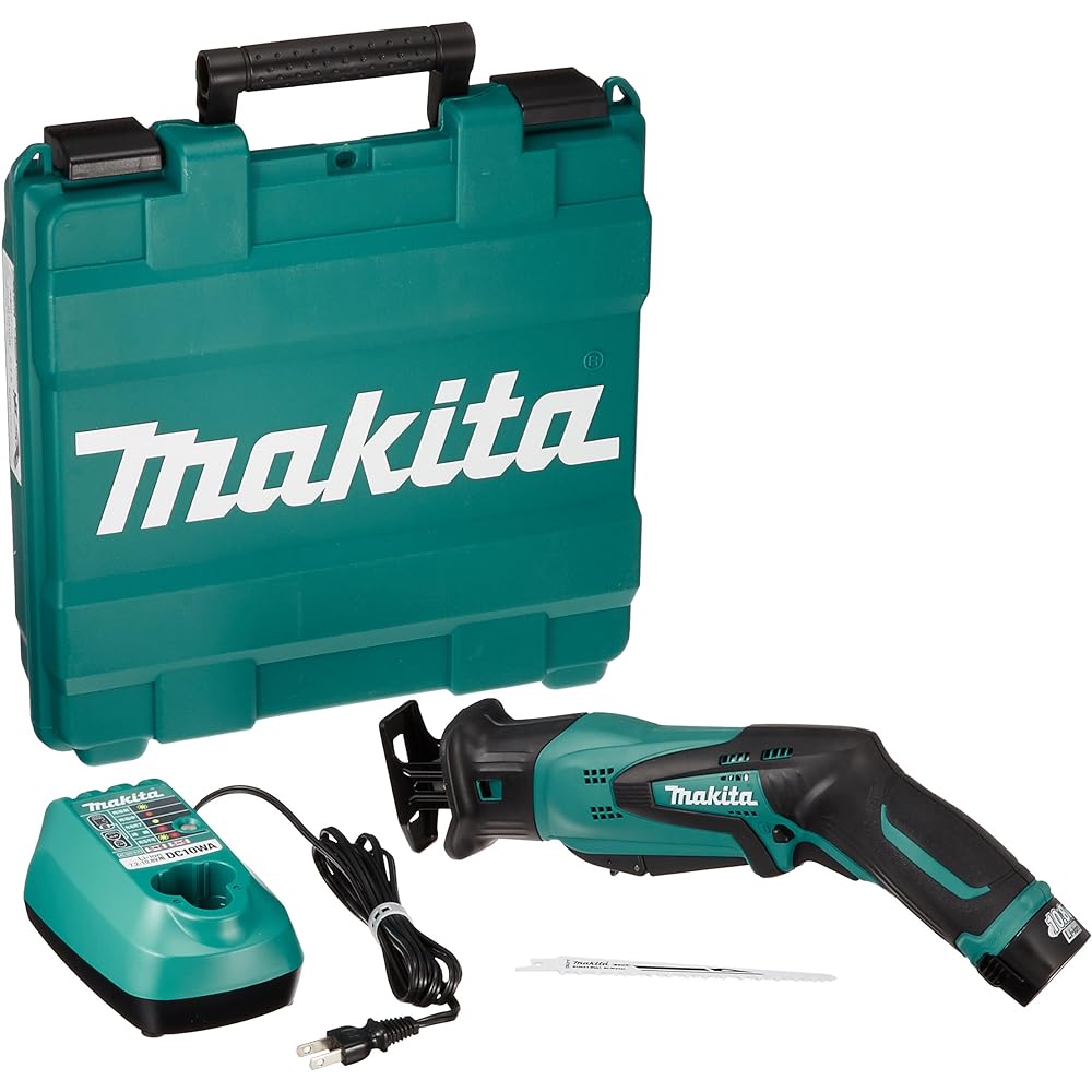 Makita reciprocating saw rechargeable 10.8V plug-in battery compatible JR101DW 1.3Ah battery, charger and case included