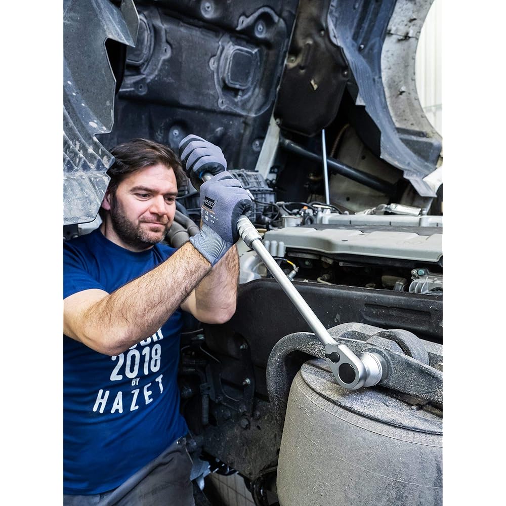 HAZET HiPer Telescopic Reversible Ratchet Torque Wrench Blue/Black/Gray with Ball Lock Continuously Extendable Super Long Version 12.5mm (1/2 inch) Square Drive Small Operating Angle 4° Body Dimensions 614mm [Regular Japanese Import Product] 916HPLG