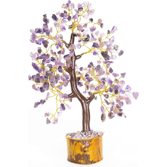World of Crystals Amethyst Crystal Stone 300 Beads Amethyst Crystal Tree - Chakra Tree - Money Tree - Gem Tree - Purple Home Decor - Feng Shui Crystals - Chakra Crystals - Prosperity - Crystal Gifts