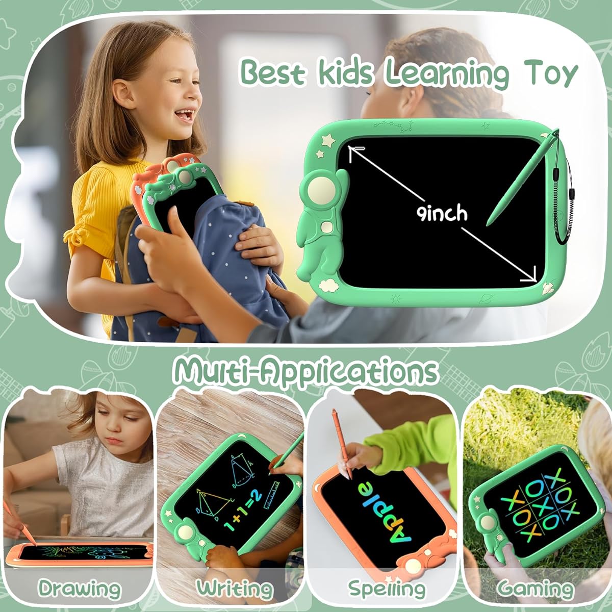 CARRVAS LCD Writing Tablet 2 Pack 9 Inch Colorful Toddler Doodle Board Drawing Tablet Erasable Electronic Drawing Pad Christmas Birthday Gift Drawing Toy for Boys Girls 3 4 5 6 Years Old