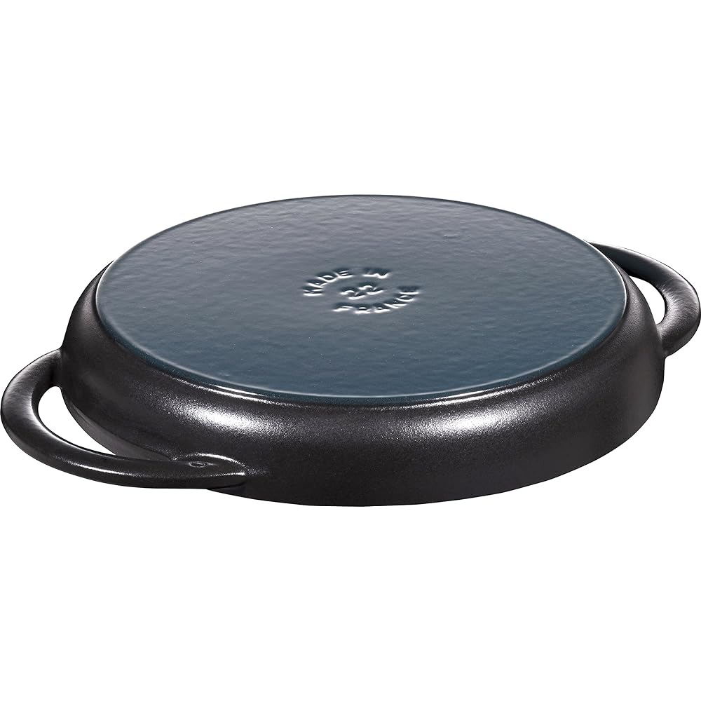 staub "Pure Grill Round Black 22cm" Grill Pan Both Hands Cast Enamel IH Compatible [Authorized Japanese Product] Grill & Frying Pan 40511-520