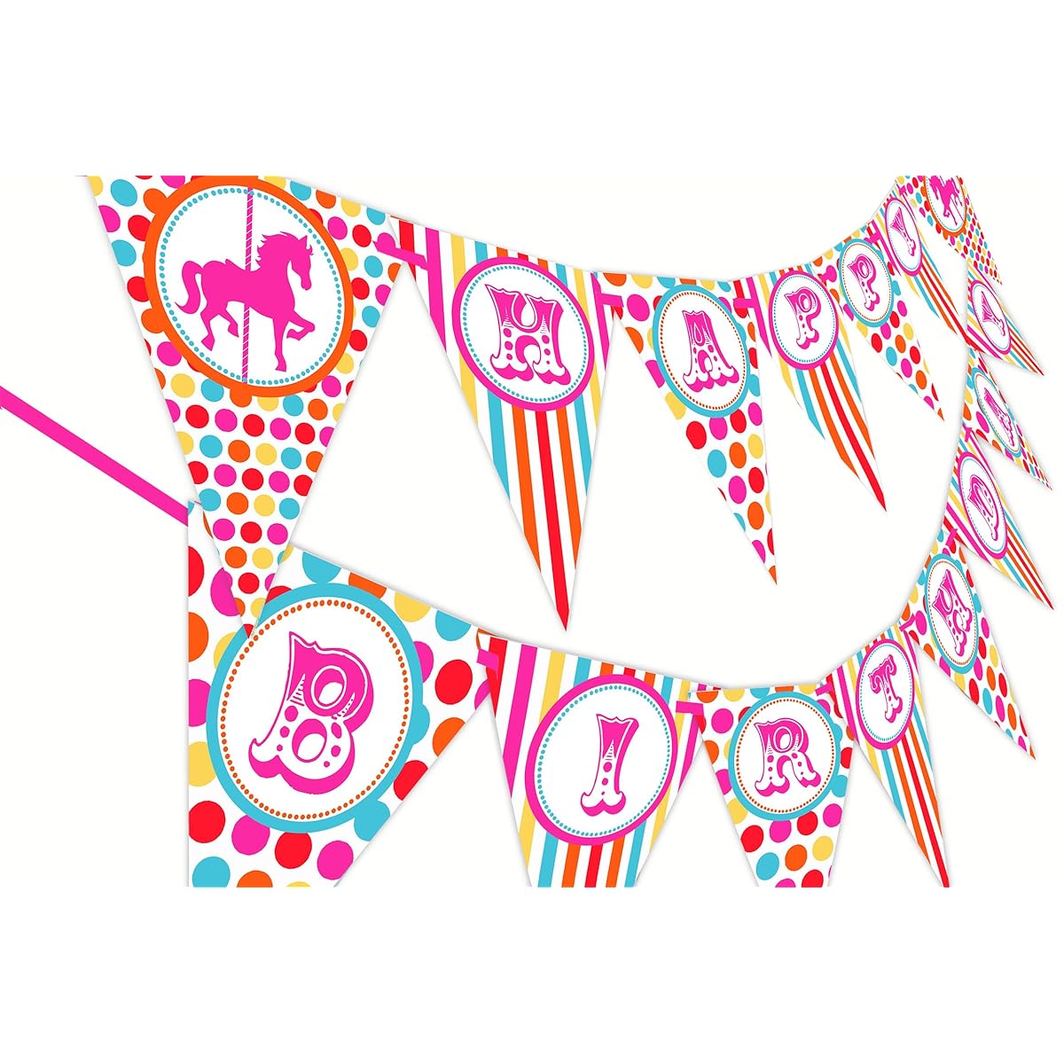 Carousel Carnival Birthday Banner – Multicolor