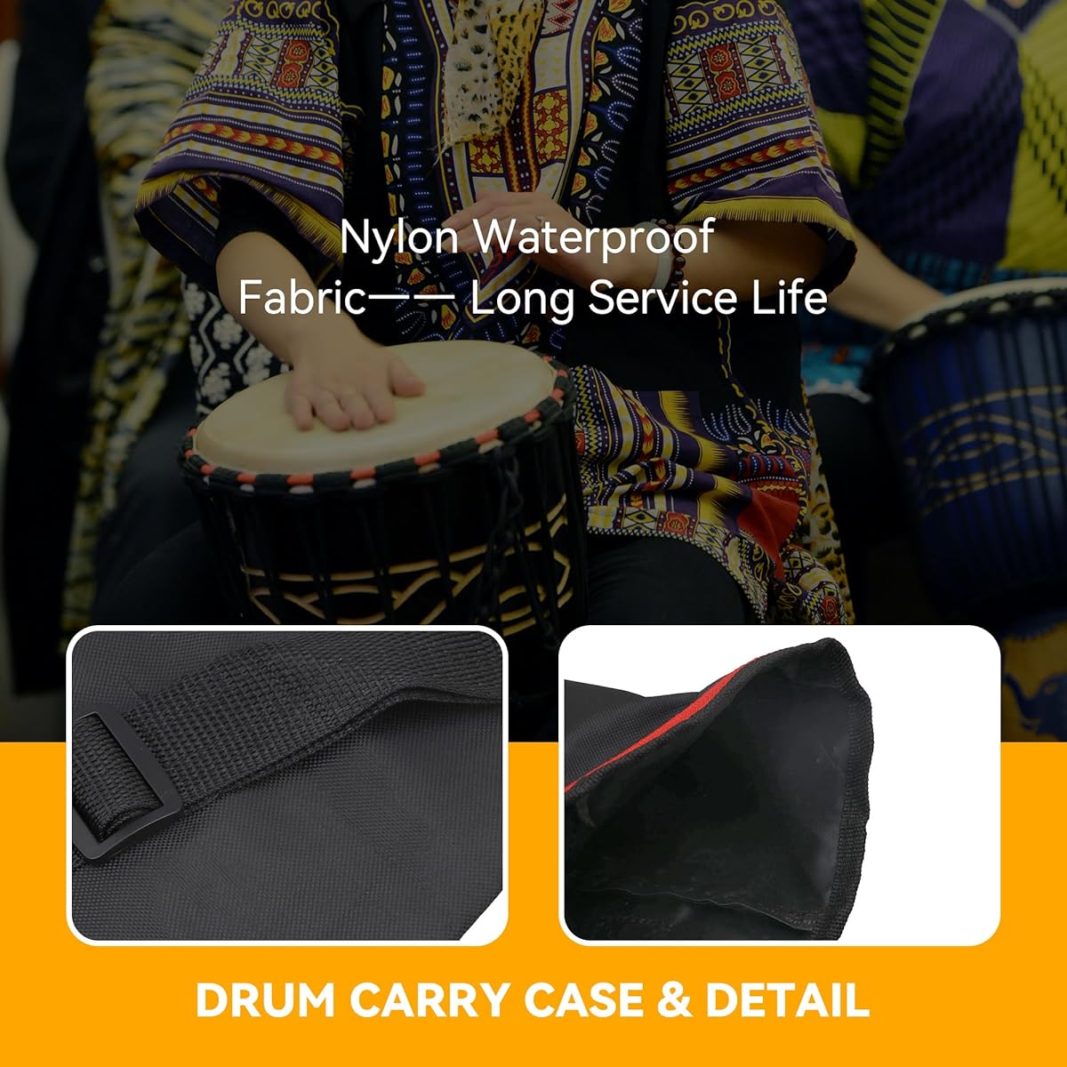 Nylon Waterproof Djembe Drum Carry Case Gig Bag for 12" African Drums