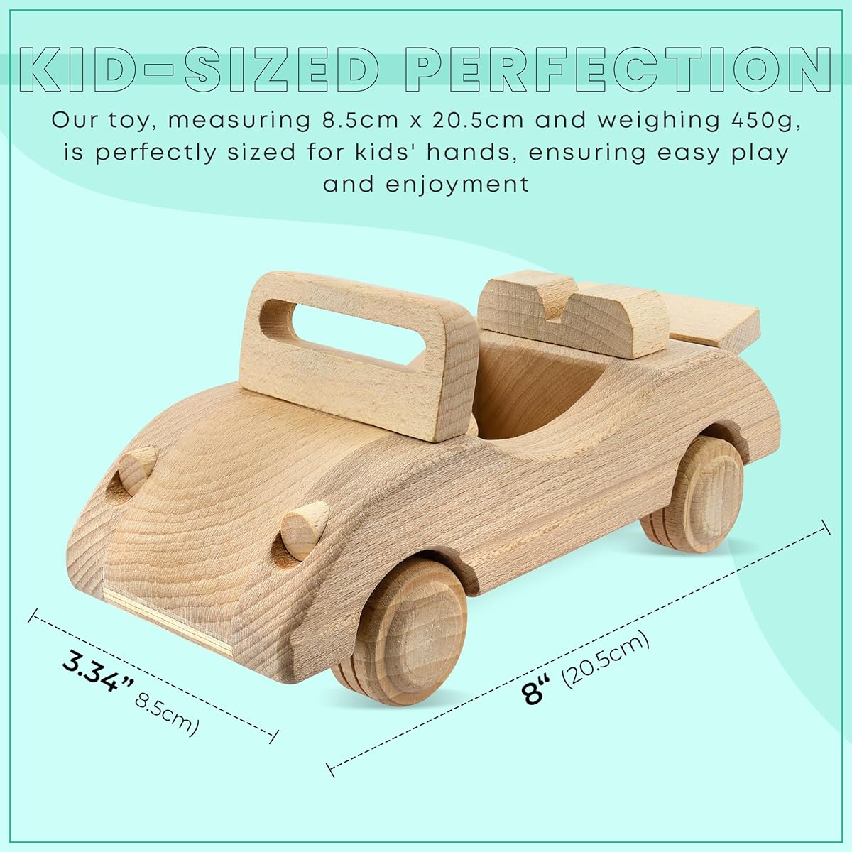 VESPLO Wooden Convertible Car Toy - For kids ages 3 and up - Handcrafted in Poland - Made from natural unfinished wood Eco-friendly toy