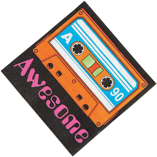 80's Party Cassette Lunch Napkins - Party Supplies - 16 Count