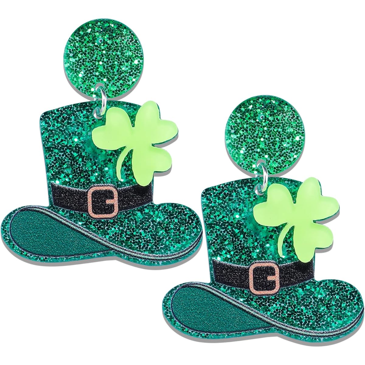 St. Patrick's Day Earrings Green Acrylic Clover Earrings for Women Girls Cute St. Patrick's Day Accessories