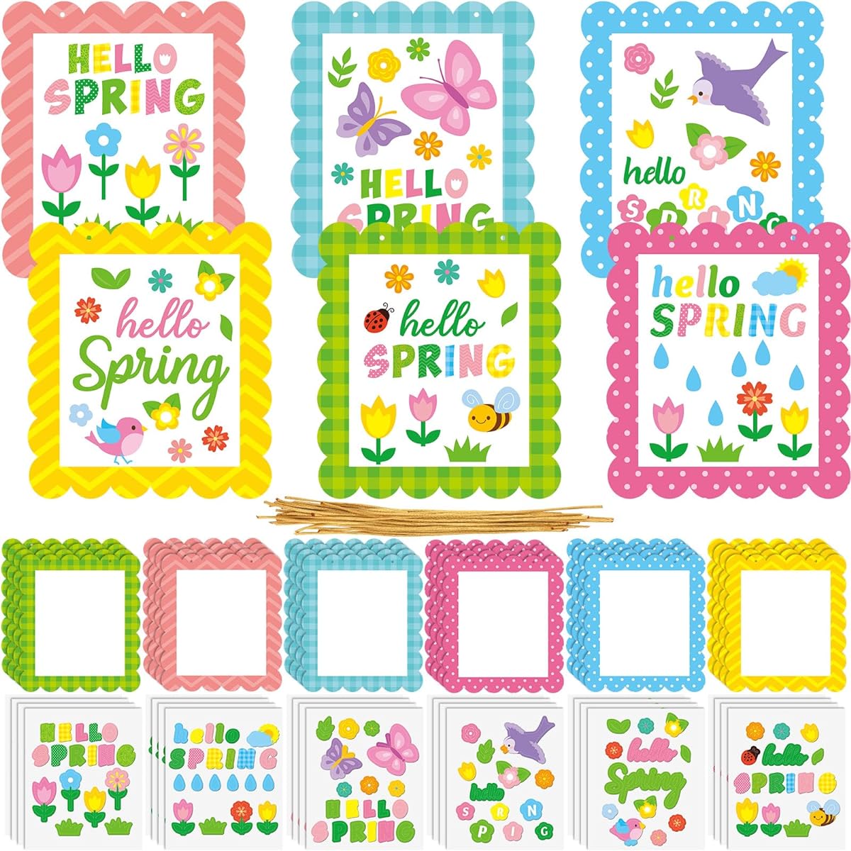 Suzile 30 Piece Spring Crafts for Kids Hello Spring Sign Kit Spring Holiday Arts & Crafts Spring Craft Supplies Spring Crafts for Kids Fun Home Activities Spring Decorations