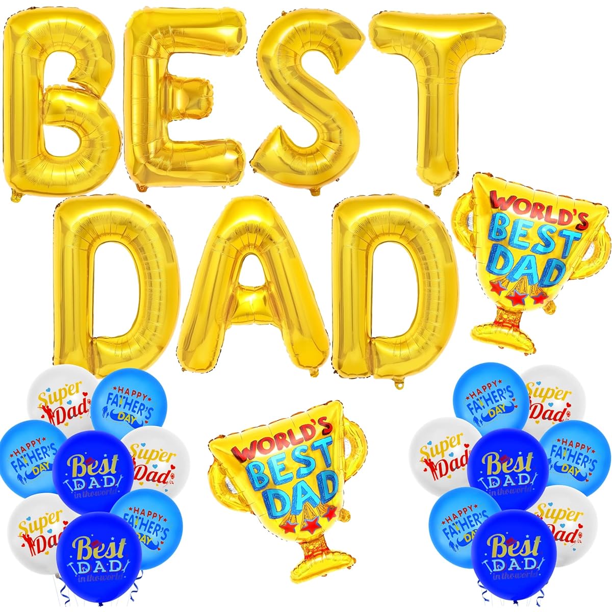 Huge, Best Dad Balloon Banner Set - 32 Inch Pack of 32 | Great for Father's Day Decorations | Father's Day Balloon Decorations | Father's Day Balloon Decorations | Happy Fathers Day Banner Decor