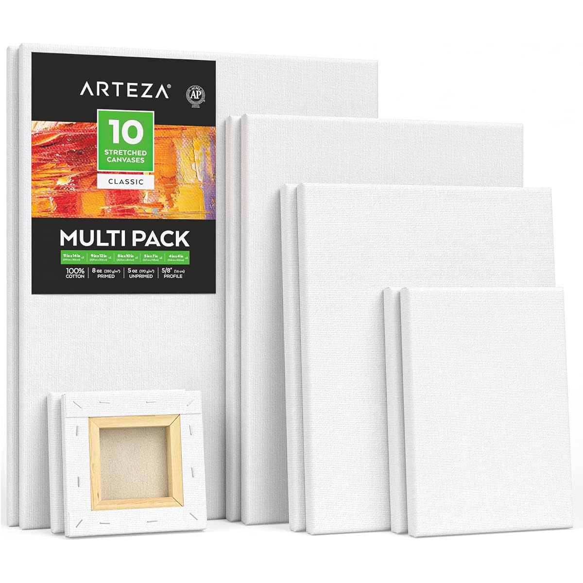 Arteza Stretched Canvas Multipack