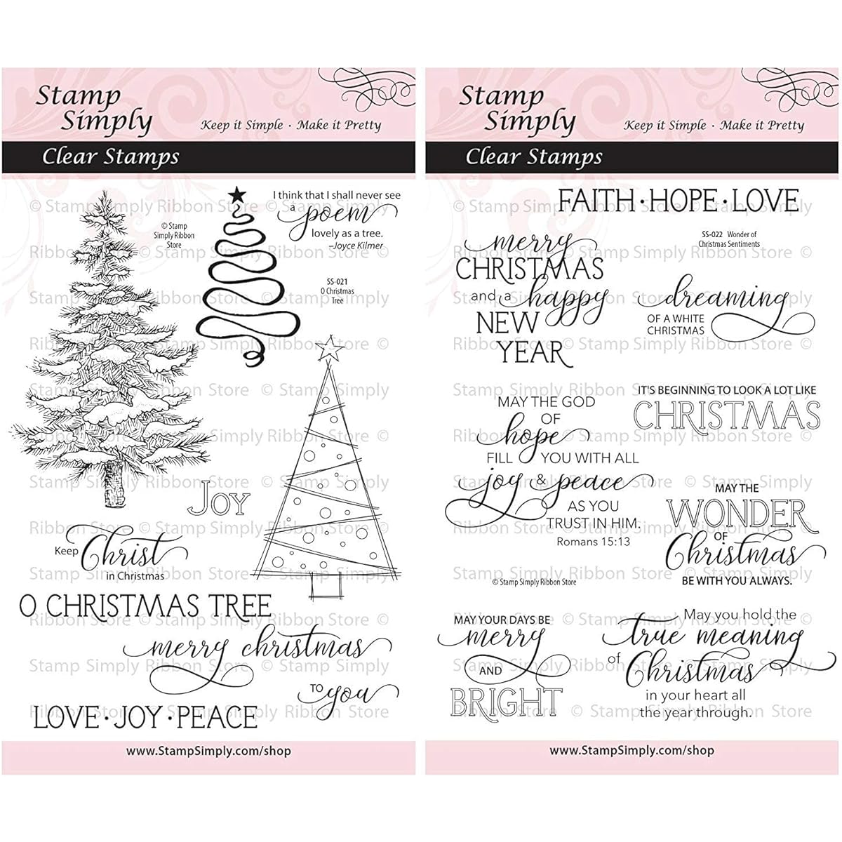 Stamp Simply Clear Stamp O Wonders of Christmas Trees and Christmas Sentiments (2 Pack) 18 4x6 inch Sheets