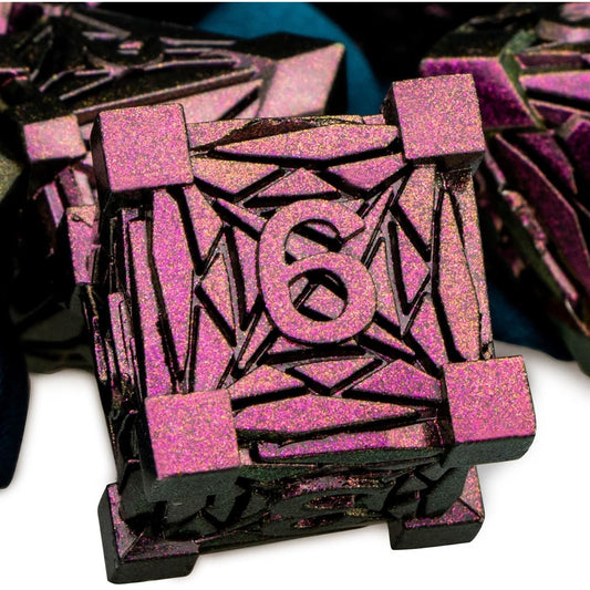 ARUOHHA DND Metal Dice Set Crystal Shard Design D&D Dice with Gift Box Purple Red Polyhedral Dice for Dungeons & Dragons RPG Role Playing Game Handmade D&D Dice Set D20 D12 D10 D8 D6 D4