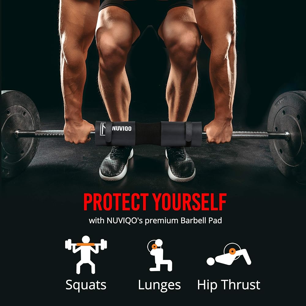 Nuviqo Barbell Pad Squat Pad for Lunges Squats Hip Thrust Foam Sponge Pad Relieve Neck and Shoulders During Training
