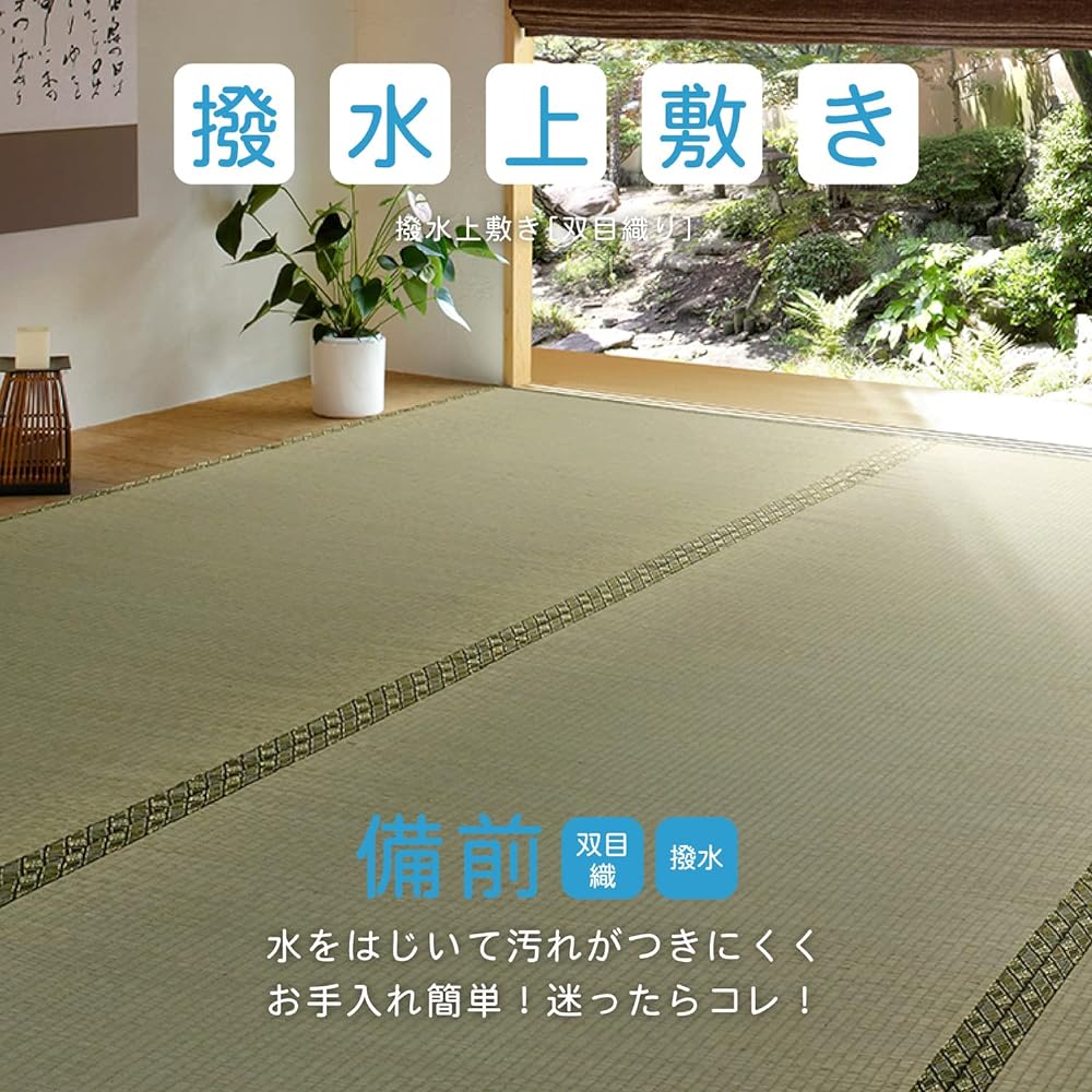 Hagiwara Igusa Overlay Carpet Green 6 tatami mats between housing complexes (approx. 255x340cm) Double weave Water repellent "Bizen"
