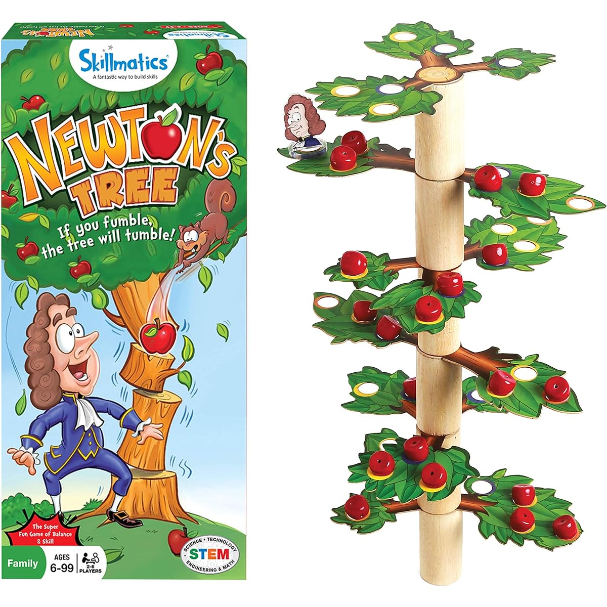 Skillmatics Newton's Tree Fun Family Game - Tumbling Tree Balancing, Stacking, Strategy, Skill Building - Gift for Kids Ages 6-99 - Rectangular Box