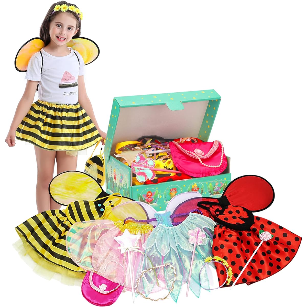Fedio Dress Up Clothes for Girls - Kids Dress Up & Pretend Play Princess Dress Up Trunk Costume for Girls Ages 3-6