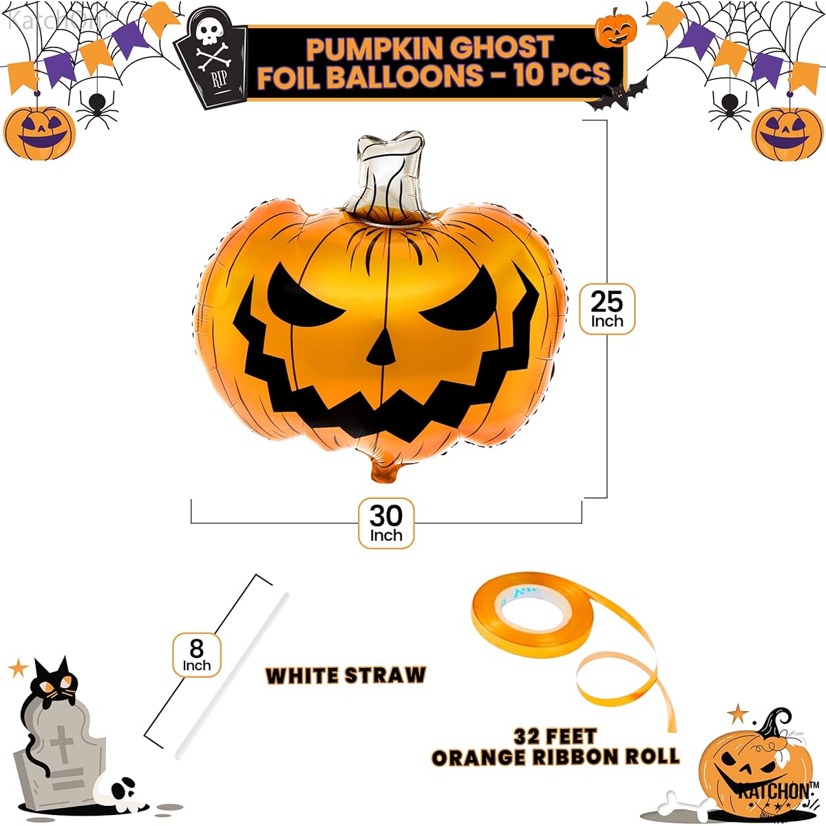 Pumpkin foil balloons 10 pack