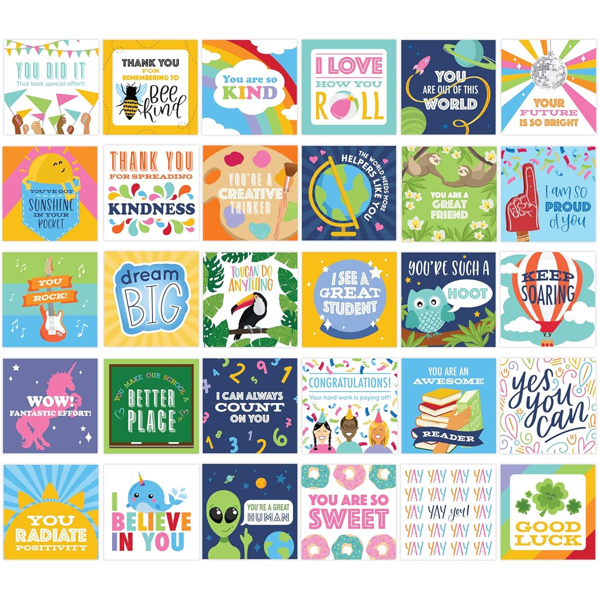 bloom daily planners student empowerment card deck - cute sentimental quote cards for teachers to give to kids - set of 30 3" x 3" cards - assorted designs