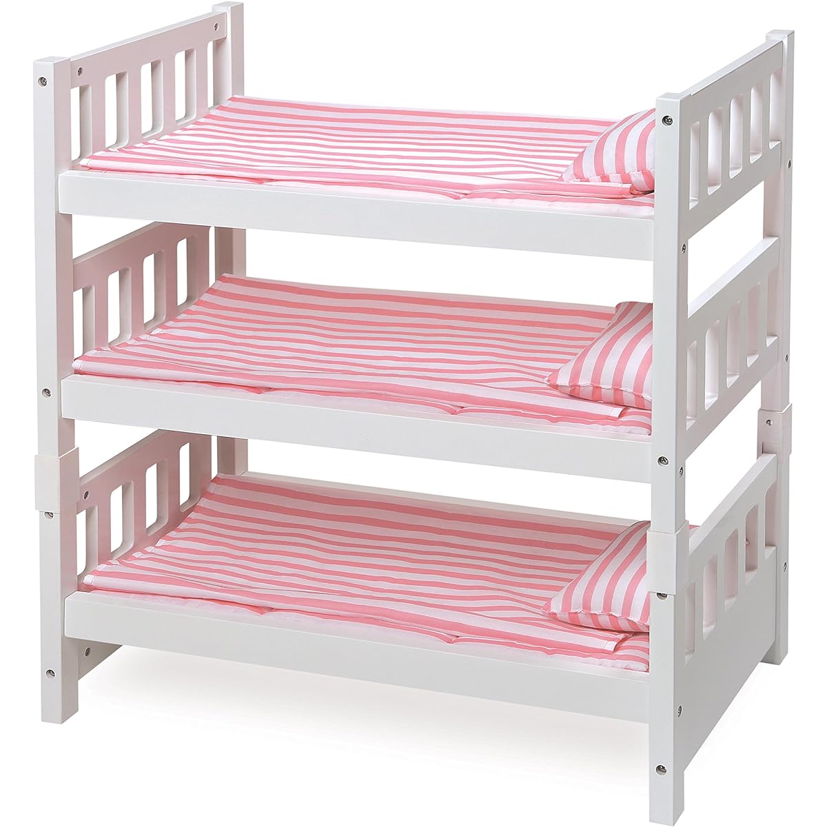 Badger Basket Toy 1-2-3 Convertible Doll Bunk Bed with Storage Basket and Customization Kit for 20" Dolls - Pink Stripes