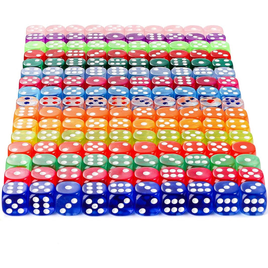 Noamus 160 Pieces 6 Sided Game Dice 16mm Translucent Acrylic Dice Set Premium Vintage Color Dice Rounded Corner Dice Table Board Game Yahtzee RPG Math Learning Classroom 16 Colors