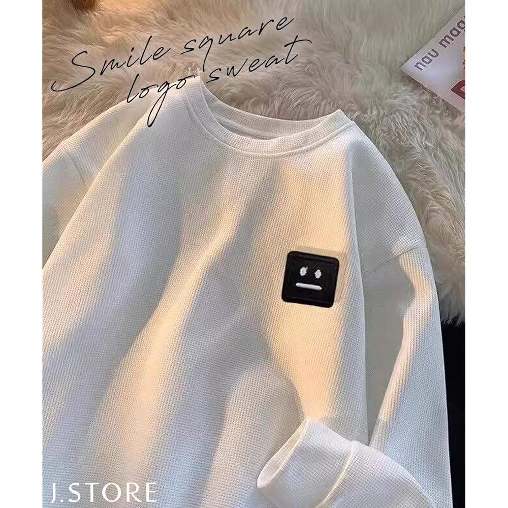 [J.STORE] One Point Logo Pullover Long Sleeve Sweatshirt Spring Summer Autumn Loose T-shirt Cut and Sewn Men's