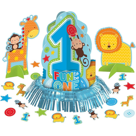 23 Piece Wild Fun To Be One Blue Boy's 1st Birthday Party Table Decorating Kit by Amscan [Parallel Import]