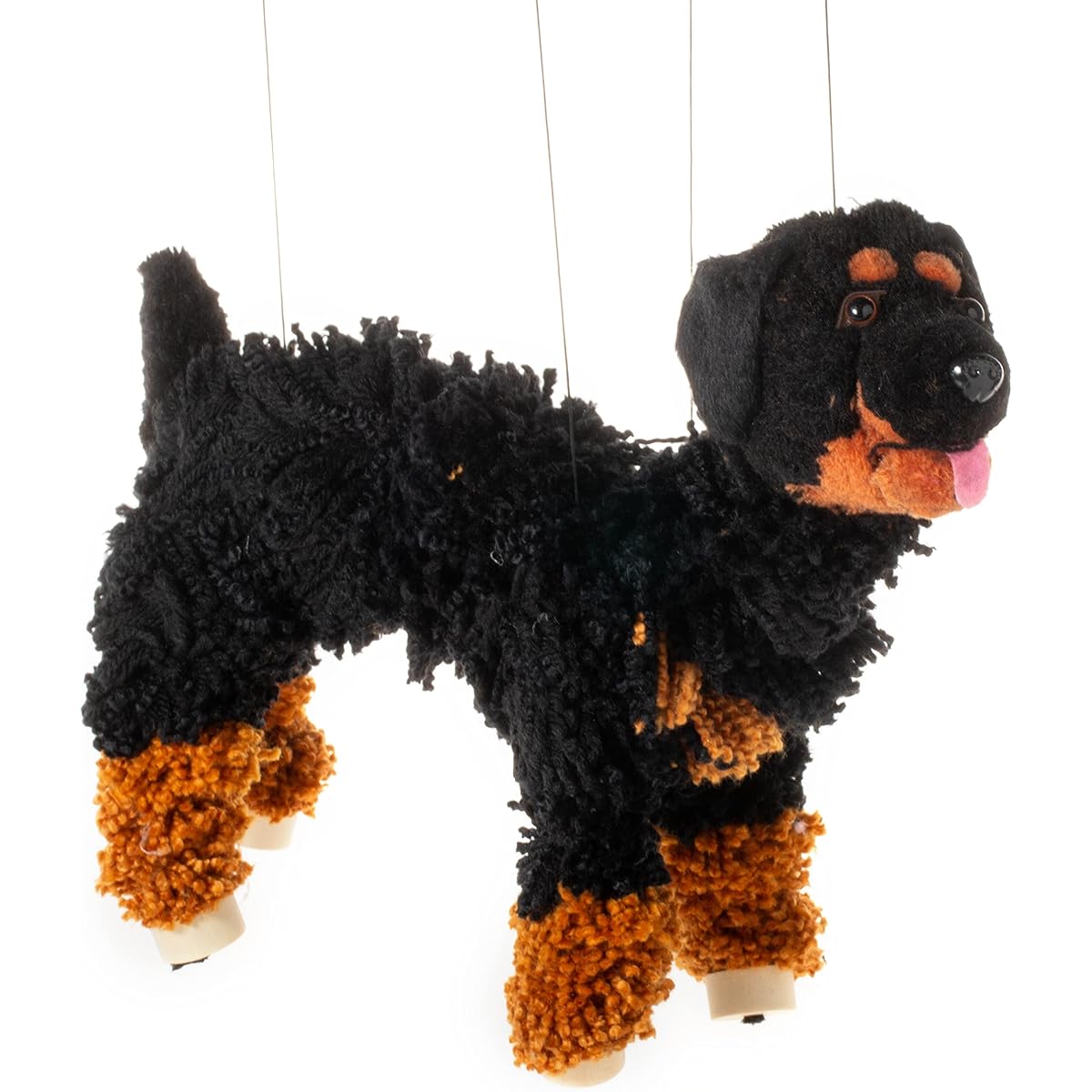 rottweiler dog marionette yarn puppet
