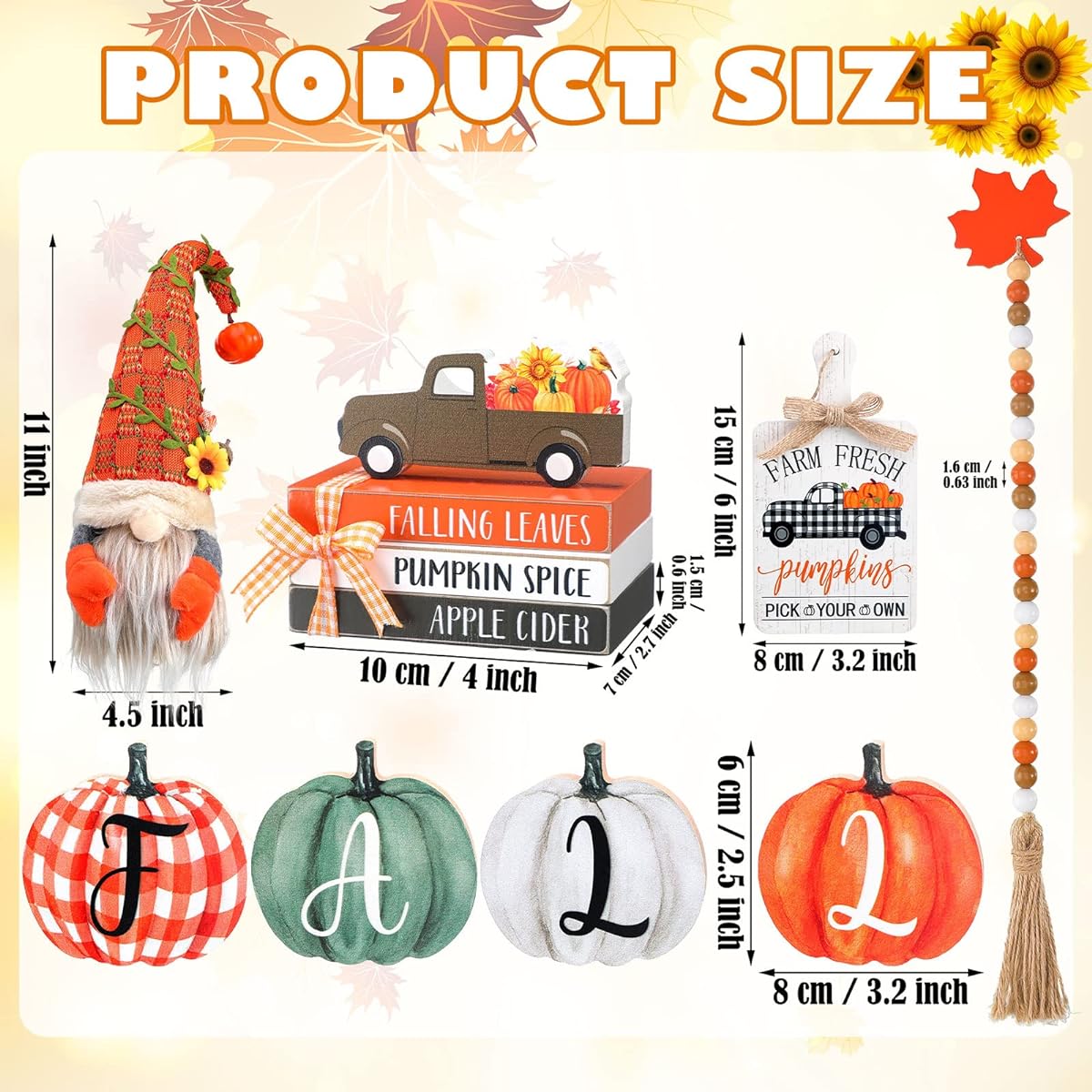 Tiered Tray Fall Decor Wooden Fall Decor Thanksgiving Decoration Farmhouse Bead Truck Pumpkin Gnome Home Decor Fall Decor Rustic Fall Sign Table Thanksgiving (Fall)
