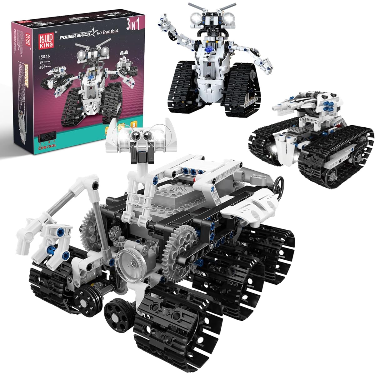 Mould King Technical STEM Project Robot Kit 3 in 1 RC Robot Toy Building Block Kit 15046 Remote Control Mars Explorer STEM Robot Kit Building Toys Robotics Ages 8+ (606 Pieces)