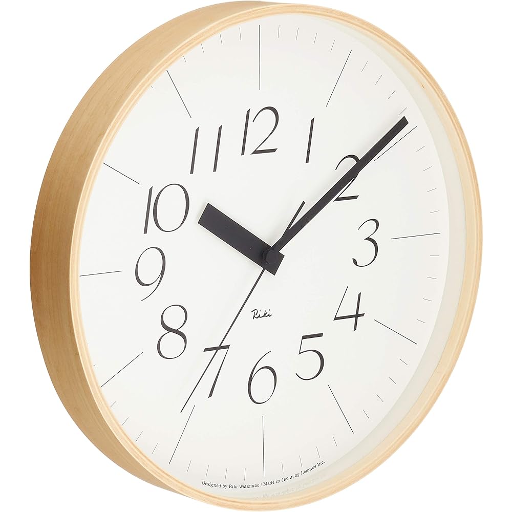 Lemnos wall clock analog radio clock natural colored wood RIKI CLOCK RC WR08-26 Lemnos Beige Diameter: 30.5cm