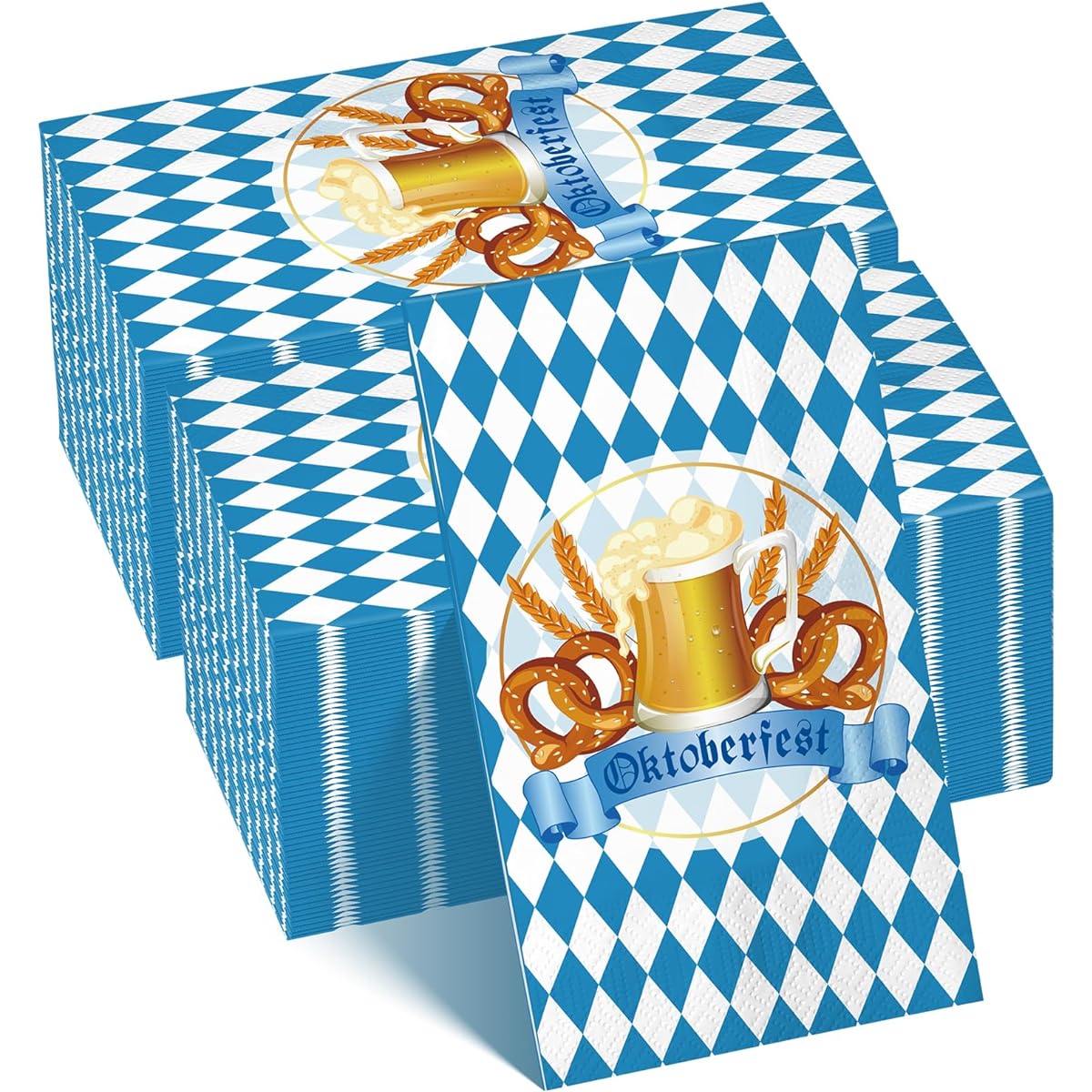 Oktoberfest Paper Napkins Decorations Oktoberfest Blue & White Bavarian Flag Check Luncheon Decorative Paper Napkins Disposable Napkins Beer Theme Oktoberfest Decorations Party Supplies 200pcs