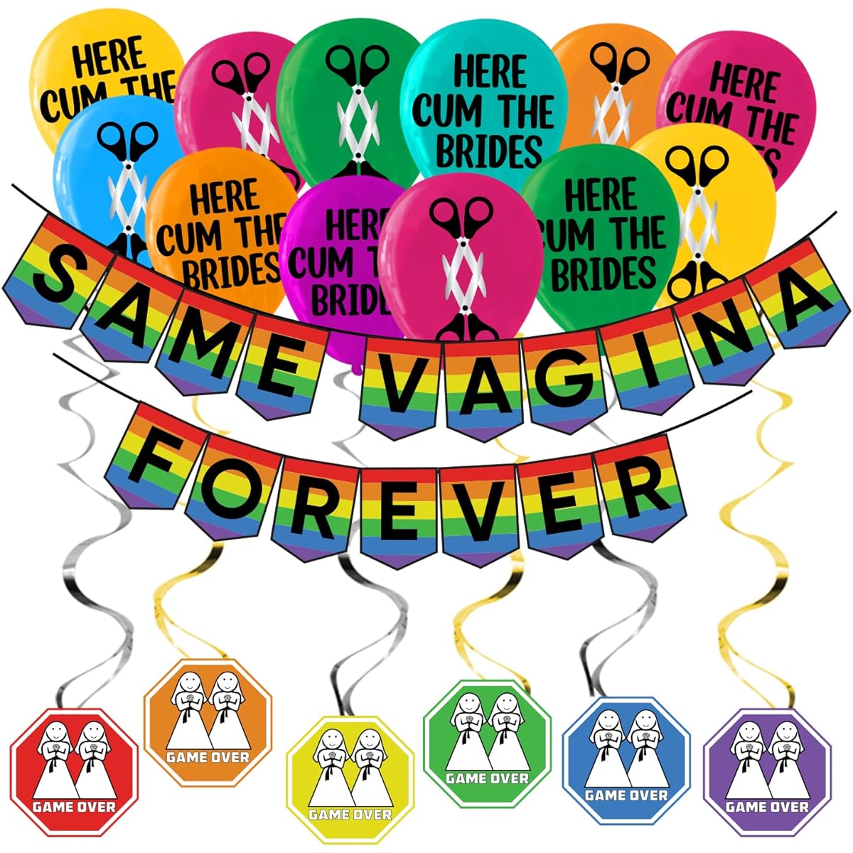 Lesbian Bachelorette Party Rainbow Pack - LGBTQ Bride Decorations - Pride - Gay Wedding