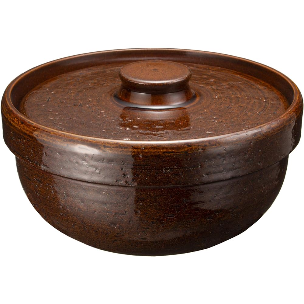 Hase Seito Hasenen Roast Earthenware pot for 2-4 people Approx. 24cm Approx. 1800ml Can be directly fired Can be fired in the open Recipe Comes with wire mesh Brown American glaze Brown Iga ware Made in Japan ACK-87