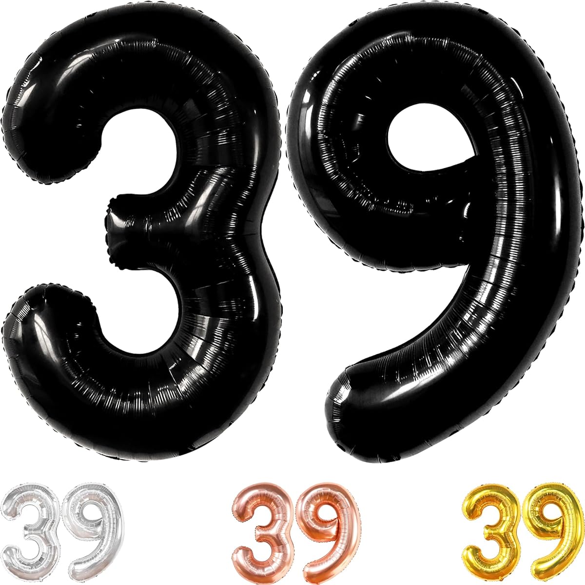 KatchOn Large 39 Balloons Black - 40 Inches | 39 Number Balloons 39th Birthday Decorations for Men | 39th Birthday Balloons | 39th Birthday Balloons Black Foil Birthday Balloons | 39th Birthday Decorations for women