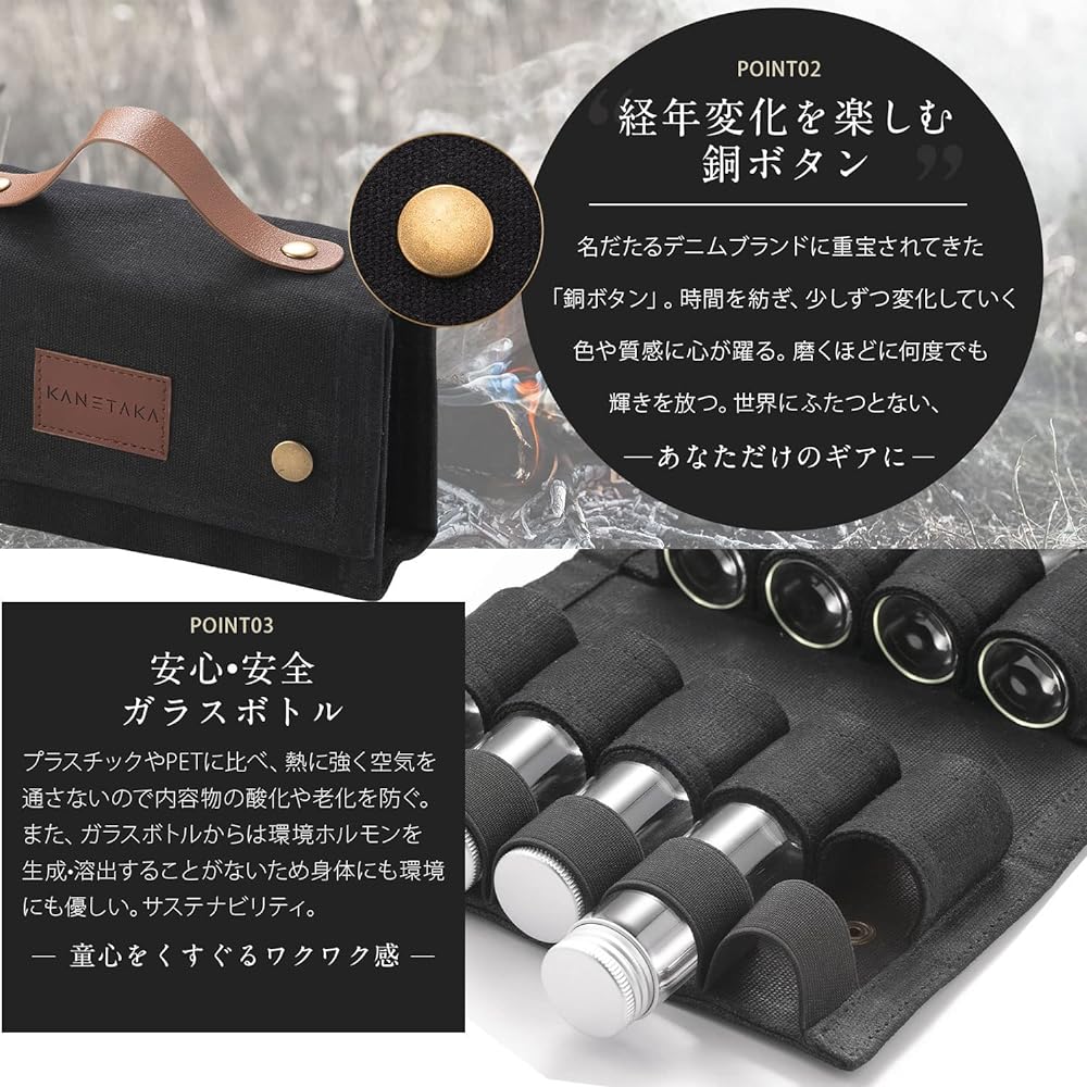 KANETAKA Spice Box Camping Outdoor Seasoning Case Solo Rugged Behavior Changes Over Time Present