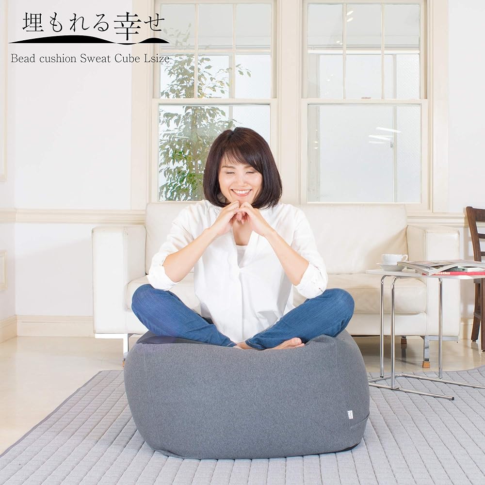 Flex Sales Bead Cushion Buried Happiness Made in Japan 2WAY Cube Sweatshirt Dark Gray L Size PCM-6519SW