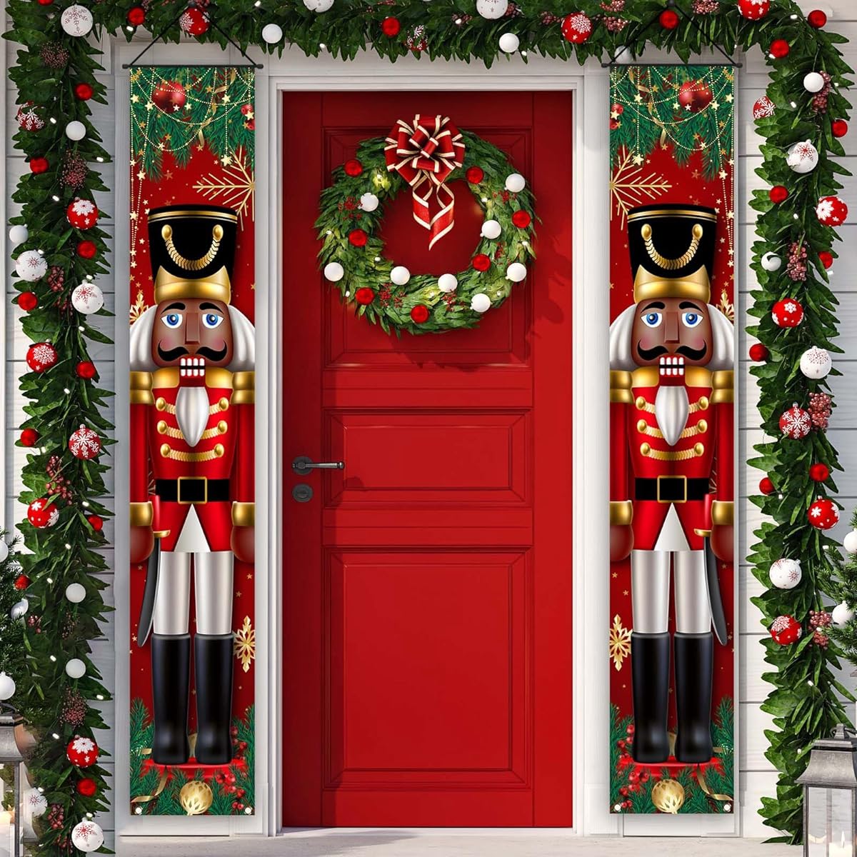 Black Nutcracker Christmas Decoration Christmas Soldier Banner Door String Porch Banner Outdoor Nutcracker Decor Christmas Christmas Christmas Winter Holiday Home Board Wall Hanging