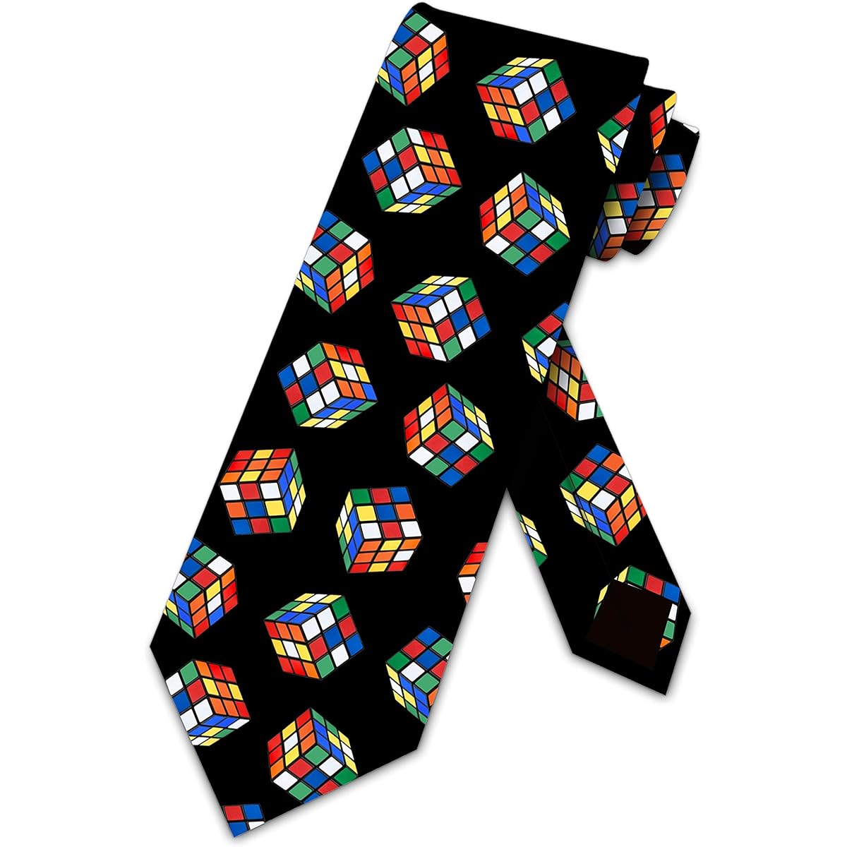 Three Rooker Puzzle Tie Men's Fun and Games Puzzle Cube Necktie, Black, One Size