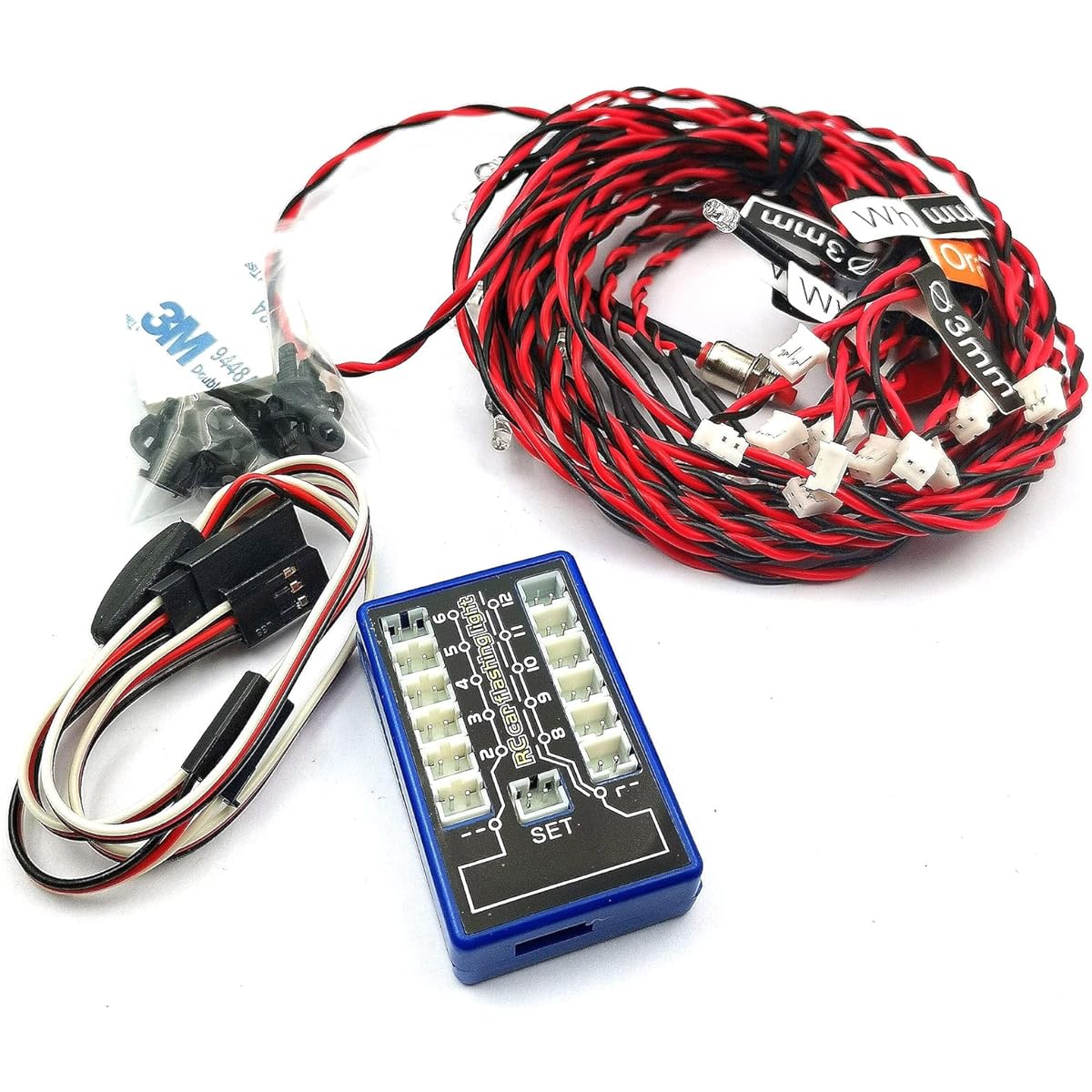 DEVMO RC Car Headlight Taillight RC Truck LED Light Flashing Light Lamp 12LED 5 Operation Modes for 1/10 RC Truck Crawler Off-Road Sports Racing