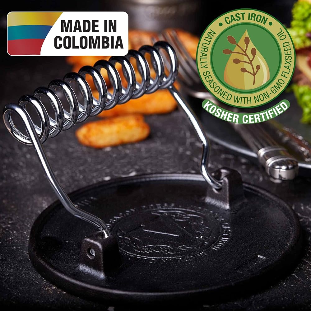 [Genuine Japanese Product] VICTORIA Victoria Bacon Press Wire Handle 16.5cm 35648 Cast Iron Bacon Press Seasoned