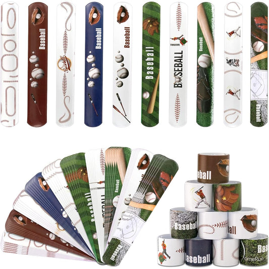 60 Pieces Slap Bracelets Slap Bracelets Wristbands with Baseball Elements Sports Slap Bracelets Baseball Party Favors Classroom Prizes and Gifts Colorful Slap Bracelets for Kids Baseball Fans