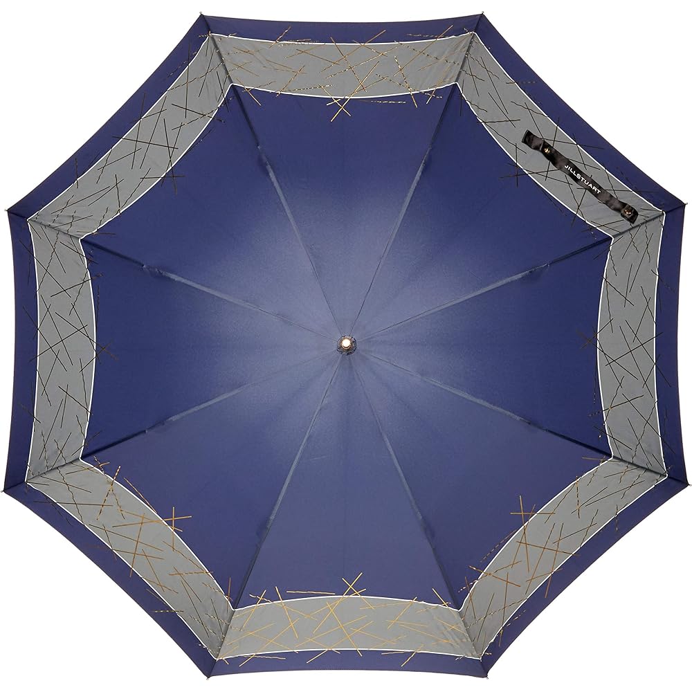 [Jill Stuart] AURORA 1JI 11036-36 Foil Stick Print Yarn-dyed Bicolor Long Umbrella Women's Dark Navy Japan Rib 60cm (FREE Size)