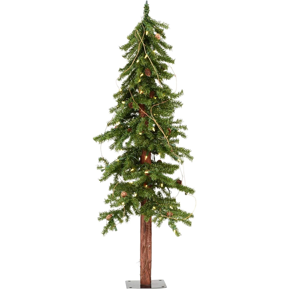 Vickerman Artificial Alpine Cone & Vine Christmas Tree, 4' Green