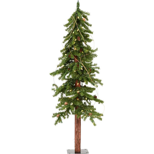 Vickerman Artificial Alpine Cone & Vine Christmas Tree, 4' Green