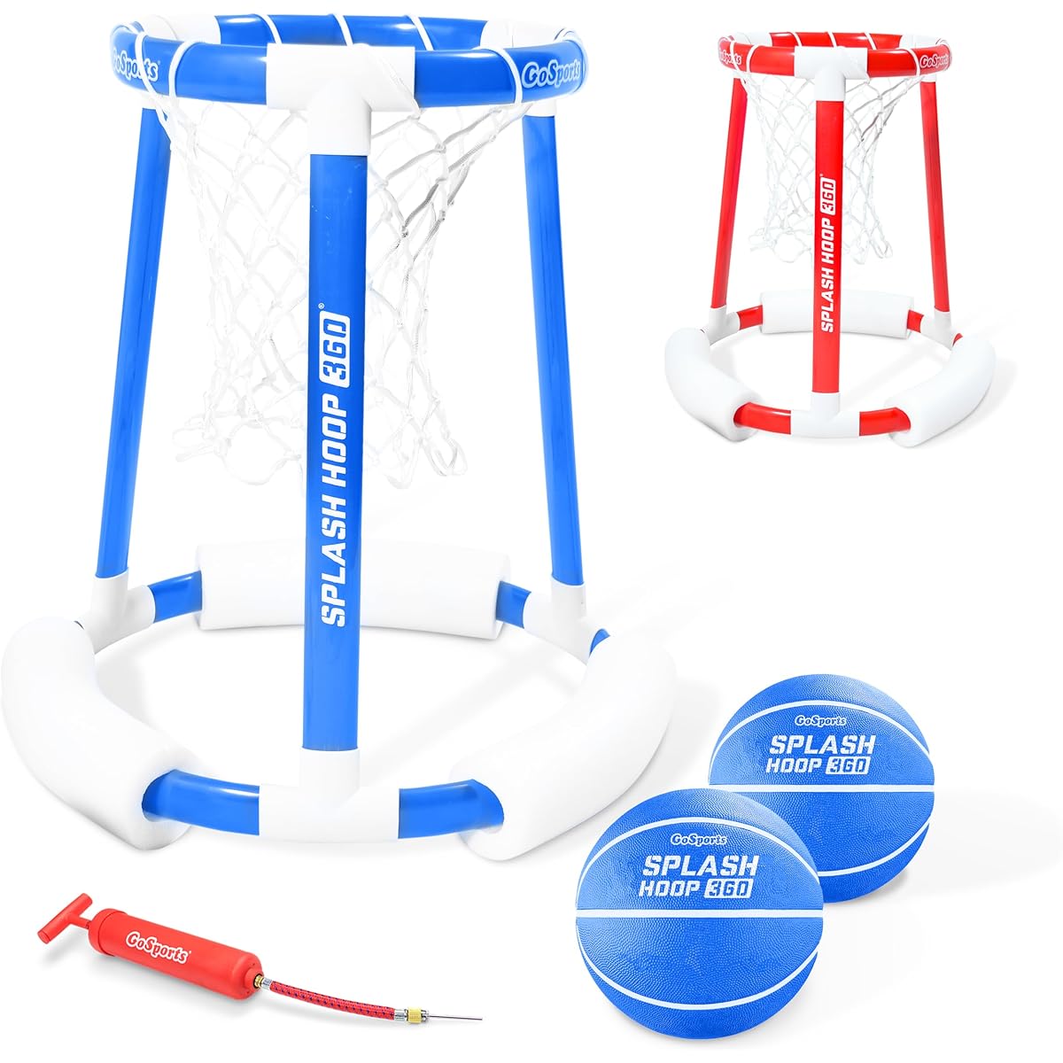 GoSports Splash Hoop 360 Floating Pool Basketball Game | Includes Hoop, 2 Balls and Pump