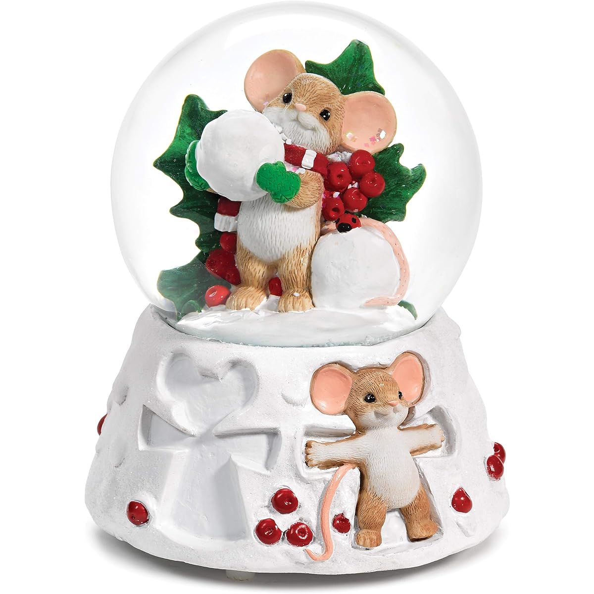 Roman - Charming Tail Collection Snowy Fun Musical Glitter Dome 100mm 5.75" Tall Resin Stone Glass Water Durable Collectible Decor